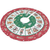 Jupon De Sapin En Polyester Brossé Famille de Noël (Angle)