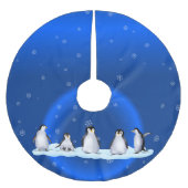 Jupon De Sapin En Polyester Brossé Famille Penguin (Devant)