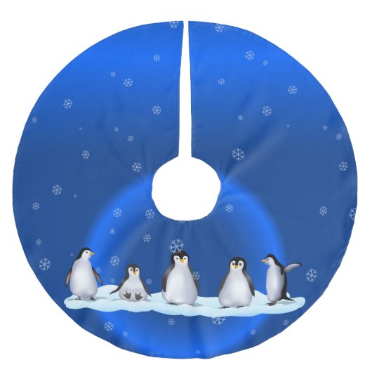 Jupon De Sapin En Polyester Brossé Famille Penguin (Devant)