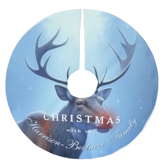 Jupon De Sapin En Polyester Brossé Family Christmas Reindeer Winter Wonderland (Devant)