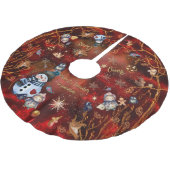 Jupon De Sapin En Polyester Brossé Fancy RED Gold Holiday avec caractères (Angle)