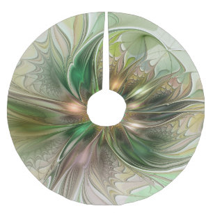 Jupon De Sapin En Polyester Brossé Fantaisie Abstraite Moderne Fleur Fractale Colorée