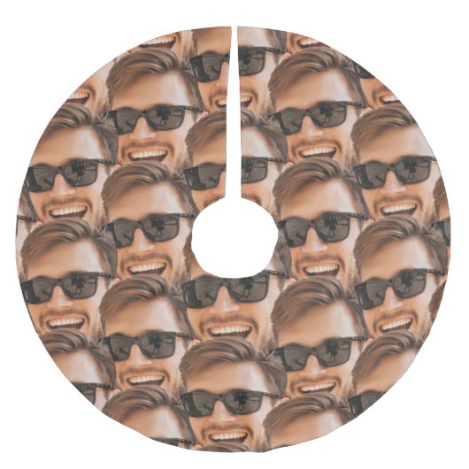 Jupon De Sapin En Polyester Brossé Fantastique visage personnalisé Noël (Devant)