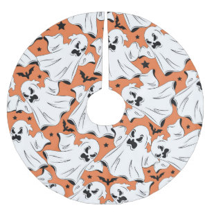 Jupon De Sapin En Polyester Brossé fantômes d'Halloween : texture textile vintage.