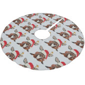 JUPON DE SAPIN EN POLYESTER BROSSÉ FAON ET OISEAU DORÉ NOËL (Angle)