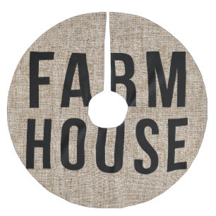 Jupon De Sapin En Polyester Brossé FARMHOUSE Lettre noire Toile de jute rustique