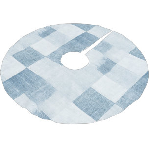 Jupon De Sapin En Polyester Brossé Fausse toile bleue blanche Jean Noël