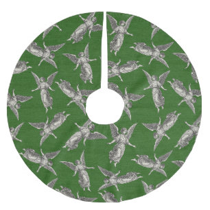 Jupon De Sapin En Polyester Brossé Fausse toile de jute verte Ange Noël traditionnel