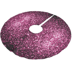 Jupon De Sapin En Polyester Brossé Faux pailletés brillants rose foncé