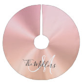 Jupon De Sapin En Polyester Brossé Faux Rose métallique Or Gradient Famille Monogramm (Devant)