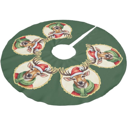 Jupon De Sapin En Polyester Brossé Favoris de Noël animal amusant - Cerf 2 (Angle)