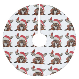 JUPON DE SAPIN EN POLYESTER BROSSÉ FAWN & CARDINAL CHRISTMAS