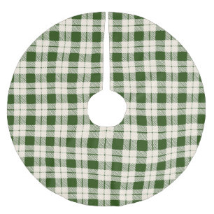 Jupon De Sapin En Polyester Brossé Ferme de la forêt verte de blanc plaid Noël