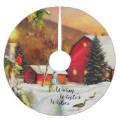 Jupon De Sapin En Polyester Brossé Ferme d'hiver (Devant)