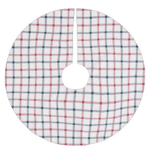 Jupon De Sapin En Polyester Brossé Ferme rouge blanc bleu plaid main dessiné mignon