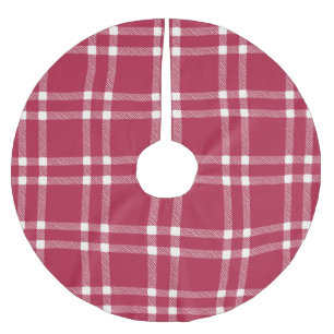 Jupon De Sapin En Polyester Brossé Ferme rouge blanc dessiné à la main blanc plaid ru