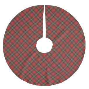 Jupon De Sapin En Polyester Brossé Ferme rouge noir or diagonal motif plaid