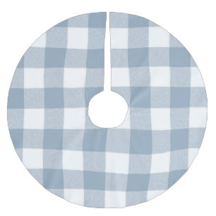 Jupon De Sapin En Polyester Brossé Ferme Rustique Bleu Gris Buffalo Carreaux