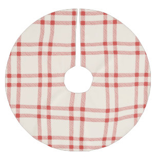 Jupon De Sapin En Polyester Brossé Ferme vintage de blanc rouge plaid Noël