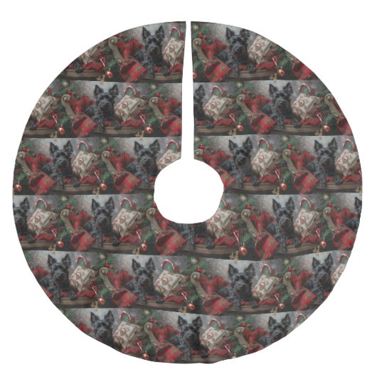 Jupon De Sapin En Polyester Brossé Festif de Noël écossais Terrier Dog (Devant)