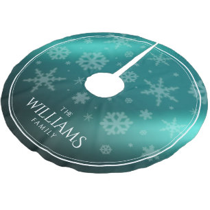 Jupon De Sapin En Polyester Brossé Festif Flèche de neige bleu clair