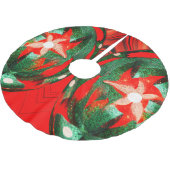 Jupon De Sapin En Polyester Brossé Festif Fleurs de Noël (Angle)