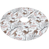 Jupon De Sapin En Polyester Brossé Festif Hivernal Cerf Bois Motif Noël (Angle)