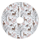 Jupon De Sapin En Polyester Brossé Festif Hivernal Cerf Bois Motif Noël (Devant)