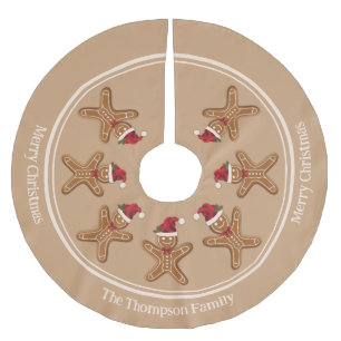 Jupon De Sapin En Polyester Brossé Festif pain d'épices Cookie de Noël avec texte