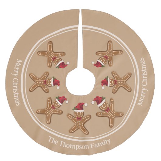 Jupon De Sapin En Polyester Brossé Festif pain d'épices Cookie de Noël avec texte (Devant)