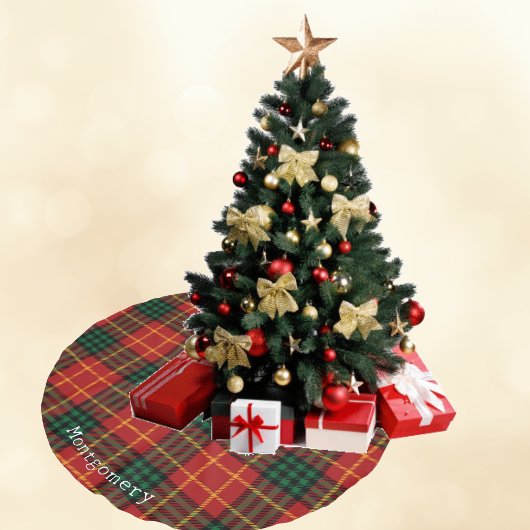 Jupon De Sapin En Polyester Brossé Festif Plaid Tartan Holiday