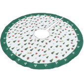 Jupon De Sapin En Polyester Brossé Festif Vert Aquarelle Pine Arbres Holly Vacances (Angle)