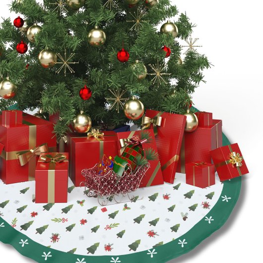 Jupon De Sapin En Polyester Brossé Festif Vert Aquarelle Pine Arbres Holly Vacances