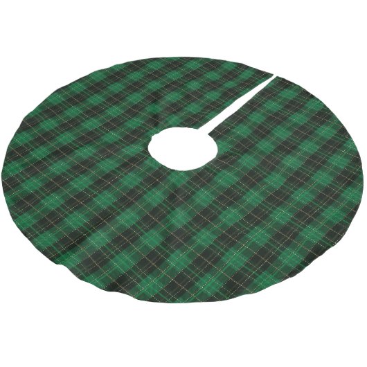 Jupon De Sapin En Polyester Brossé Festif Vert hiver Noël Plaid Motif (Angle)