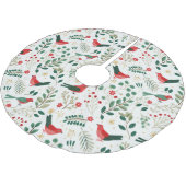 Jupon De Sapin En Polyester Brossé Festivals Oiseaux de vacances Green Holly Red Berr (Angle)