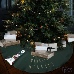 Jupon De Sapin En Polyester Brossé Festive Green Elegant Chic avec Animaux d'hiver am