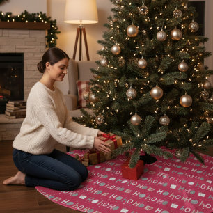 Jupon De Sapin En Polyester Brossé Festive Ho Ho Ho Chic Noël