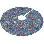 Jupon De Sapin En Polyester Brossé Festive Western Cowgirl Blue Noël (Angle)