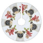 Jupon De Sapin En Polyester Brossé Festivités carlin chien Noël | Blanc (Devant)