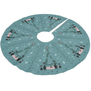 Jupon De Sapin En Polyester Brossé Fête de la famille des chats du milieu du siècle