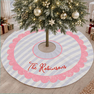 Jupon De Sapin En Polyester Brossé Fête de Noël Bleu Rose Fantaisiste Doodle