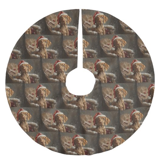 Jupon De Sapin En Polyester Brossé Fête de Noël de Chien Vizsla (Devant)