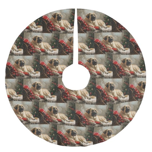 Jupon De Sapin En Polyester Brossé Fête de Noël des Chiens de Berger Anatoliens (Devant)