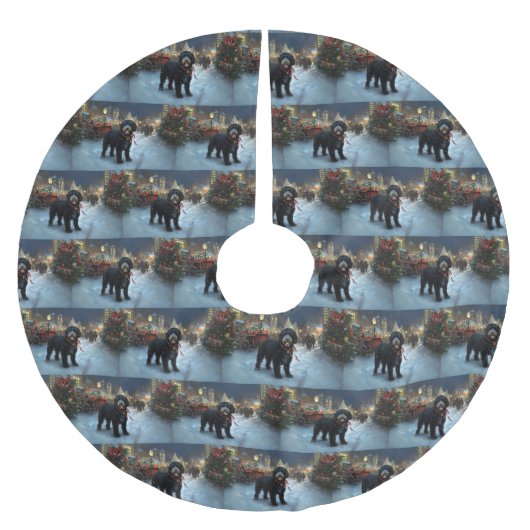 Jupon De Sapin En Polyester Brossé Fête de Noël des chiens d'eau portugais (Devant)