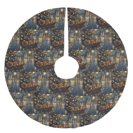 Jupon De Sapin En Polyester Brossé Fête de Noël du chat du Bengale Voyage (Devant)