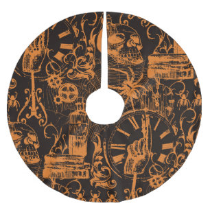 Jupon De Sapin En Polyester Brossé Fête d'Halloween : Poster de vacances Vintage.