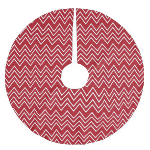 Jupon De Sapin En Polyester Brossé Fête d'hiver rouge blanc