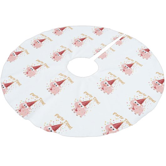 Jupon De Sapin En Polyester Brossé Fête heure confetti Pig (Angle)