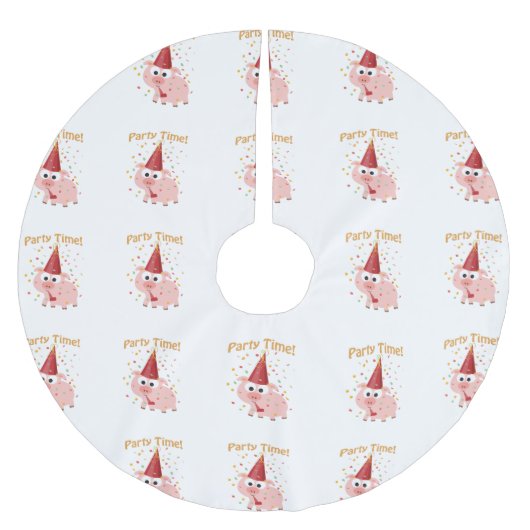 Jupon De Sapin En Polyester Brossé Fête heure confetti Pig (Devant)