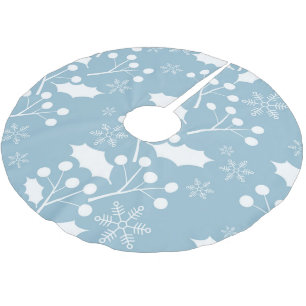 Jupon De Sapin En Polyester Brossé Feuille et baies de houx de Noël